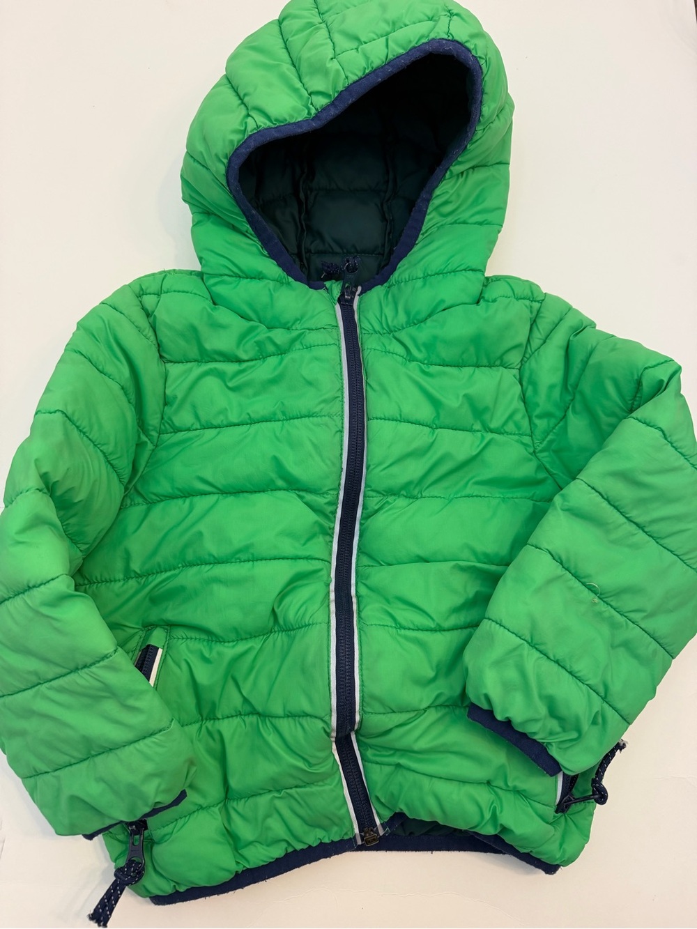 Kids Hooded Puffer Jacket in Bright Green size 2/3